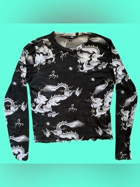 FASHION NOVA Dragon Mesh Top “see-through” Shirt